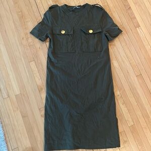 Zara olive tshirt dress S
